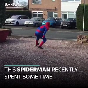 Neil Mercer recently dressed up as Spiderman and ran 10 miles around his hometown of Widnes to spread a bit of happiness and do his bit for the NHS ❤️ | Granada Reports