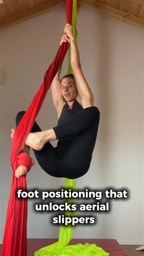 Dana Augustin on Instagram: "✨ AERIAL SLIPPERS INSTALLATION ✨ Mastering aerial slippers in the air requires precise technique, not just strength! In this tutorial, I reveal the alignment detail - the crucial “tail squeeze” that keeps your slippers securely locked. This technique transforms your climbing efficiency and opens up new choreographic possibilities. Remember: it’s always about technique over force! What aerial technique would you like me to break down next? Comment below! 👇 For more a