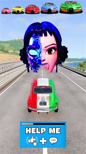 Big & Small Beetle car vs 3D model Robot girl
