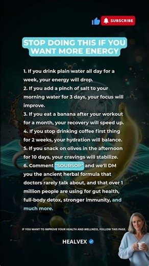 ⚡ 5 energy fixes that cost nothing. Results in under 10 days. #easynutrition #longevity