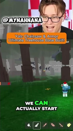Yalc Chainsaw & Armor_ Ultimate Treehouse Base Built! #roblox #99nightintheforest #shorts