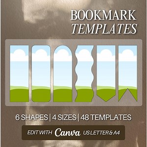 Bookmark Template Bundle Drag and Drop Canva Editable Template PNG Printable Wavy Bookmark Custom Personalized DIY Bookmark Design Your Own - Etsy