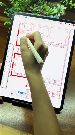 Using rulers and lines on iPad for digital painting, from sketch to color.