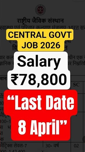Central Govt Job 2026 🔥| 12th Pass / Graduate Jobs | Apply Before 8 April
