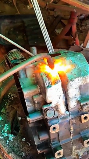 This technician is repairing a cracked engine block.#shorts #satisfying #mechanic #working #diy