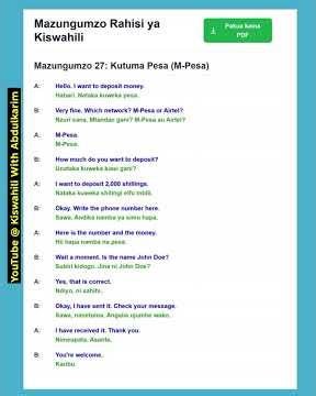 Swahili simple dialogue -Using Mpesa
