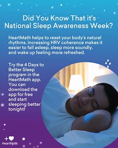 Struggling with restless nights? 🌙 HeartMath helps reset your body’s natural rhythms, making it easier to fall asleep, stay asleep, and wake up feeling truly refreshed. By increasing HRV coherence, you support a deeper, more restorative sleep—so you can start each day with more energy and clarity. ✨💤 . . . . . . #BetterSleep #HeartCoherence #sleep #rest #sleepawareness #heartmath #calm #meditation #guidedmeditation | HeartMath