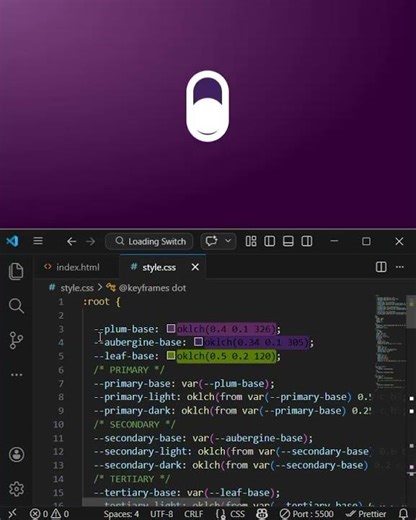 How to make Loading switch animation by using HTML and CSS in VS code.