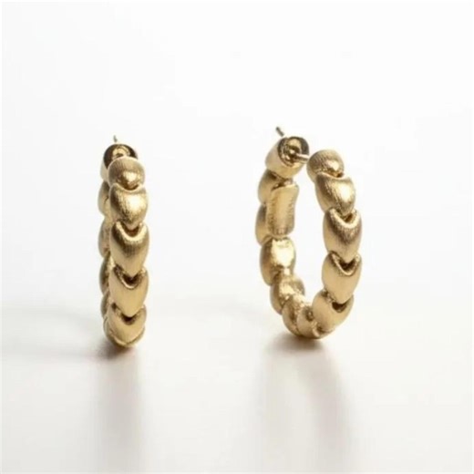 18K Yellow Gold Hoop Earrings, Chiampesan Designer, Italian Spiga Link, 29mm - Etsy