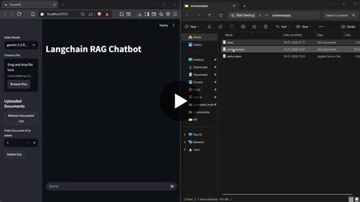 Completed a RAG based chatbot using Langchain. Code: https://lnkd.in/gkdZkeqM I have used: Langchain Framework. Pydantic for validation. ChromaDB to store vector embeddings. SQLite DB to store chat… | Rajat .
