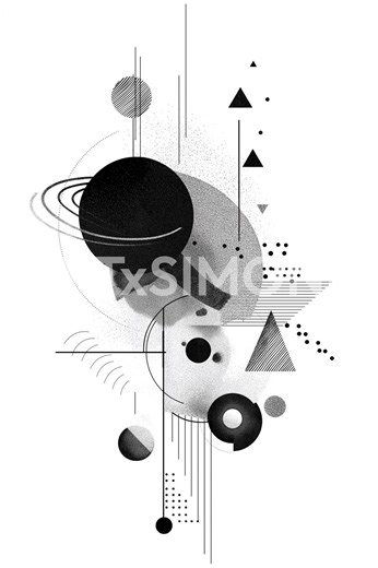 Galactic Geometry Abstract Line Art, Kandinsky Inspired Black and White Geometric Prints, Minimalist Wall Decor, Printable Conceptual Poster - Etsy