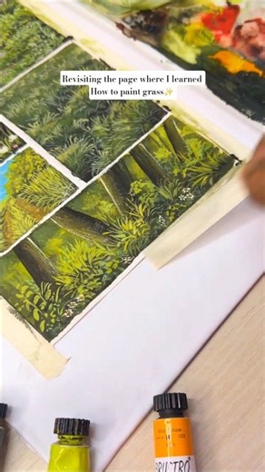 Daily Art Practice: How I Learned to Paint Gouache Landscape Grass Strokes 🌱 #shorts