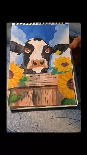 Painting the CUTEST Cow Ever! 🐮 |Easy Painting Tutorial#shorts#gouachepainting#art#paintingtutorial