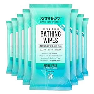 Extra Large Bath Wipes for Adults No Rinse - 80 Disposable Body Cleansing Cloths for Men, Women & Elderly - Great for Gym, Camping, Post Surgery