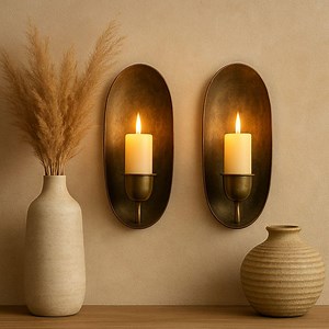 Vintage Brass Wall Candle Sconces Set of 2 , Handmade Metal Candle Holders. - Etsy