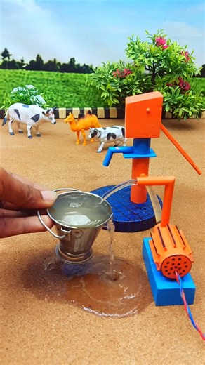 mini hand pump project with Supply motor mini tractor video drinks for Cow farm #waterpump #ytshor