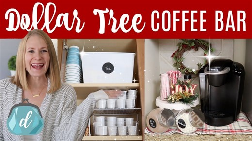 DOLLAR TREE KITCHEN ORGANIZATION ☕️🎄 Coffee Station & Hot Cocoa Bar Christmas DIY