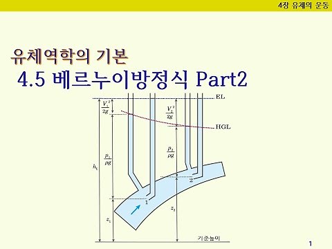 [유체역학의기본] 4.5 베르누이방정식 응용 - 유량측정, 수력기울기선, 에너지선, 벤튜리관, 압력수두, 속도수두, 전수두, 위치수두