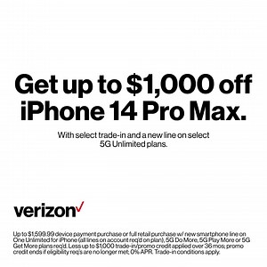 1.3K views · 972 reactions | Get up to $1,000 off the amazing iPhone 14 Pro Max. With select trade-in and a new line on select 5G Unlimited plans. | Verizon | Facebook