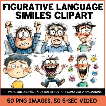 Figurative Language: 50 Similes | Clipart with Video Animation & Activities ELA