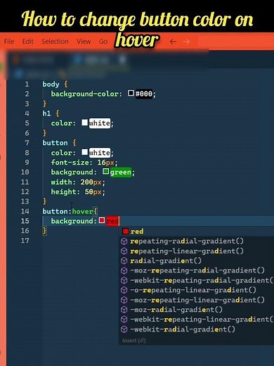 how to change the color of button on hover #coding #programming #projects #html #css #htmlcss #html