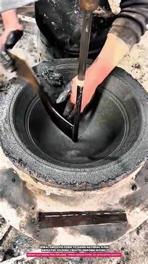 Rotary Clay Mixing Tool Explained - Spiral Groove System, 30–60 kg Batch Capacity