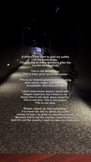 It doesn’t feel right to post outfits today without saying this. I’m heartbroken and angry after the murder of Alex Pretti. This isn’t democracy or justice — it’s about right and wrong. If you’re feeling overwhelmed or helpless, you’re not alone. #humanrights #humanity #immigrantsmakeamericagreat #iceout #speakup