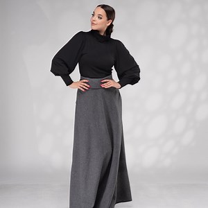 Black Victorian Blouse, Turtleneck Sweater With Balloon Sleeve - Etsy