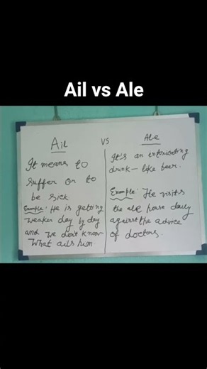 Stop mixing up these two words! 🛑 Ail vs. Ale| Homophones| English Grammar| Short video