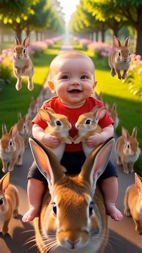 Little Boy Save Rabbit - Heart Touching Story ❤️ #baby #ai #shorts