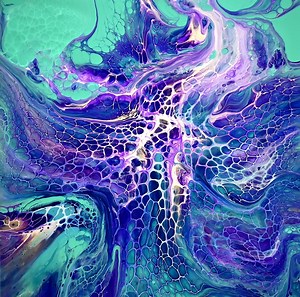 Blowing and swiping acrylic paint ~ ULTIMATE POURING medium by Pebeo