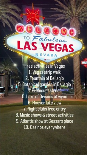 Las Vegas free activities | free things to do in Vegas | not about spending money😍save reel 🥳