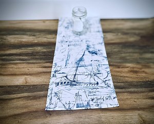 Nautical Table Runner Navy Blue Table Runner Nautical Home Decor Coastal Living Anchor Ship Ocean Decor Beach House Table Centerpiece - Etsy