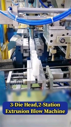 6.9K views · 248 reactions | 3-Die Head, Double Station Extrusion Blow Molding Machine EBM to make 60ml hdpe bottle ##extrusionblowmoldingmachine #ebm #pillsbottle | HassanPlas | Facebook