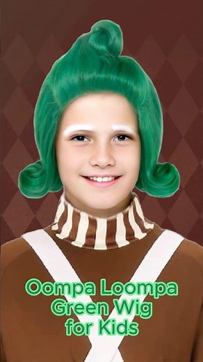Transform into an Oompa Loompa! Green Wig & White Eyebrows Set for Kids #Wonka #OompaLoompaKidsWig