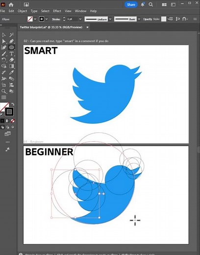BEGINNER VS SMART CREATE A TWITTER LOGO GRIDS #adobeillustrator #logo #graphicdesign