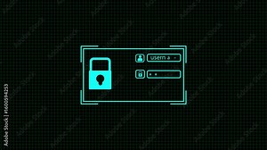 Animation process of entering computer user name and password with access denied screen. Simple internet password concept over. 4k video motion graphic on grid background