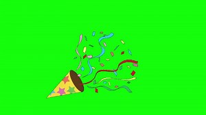Party Popper Confetti Explosion on Green Screen Background