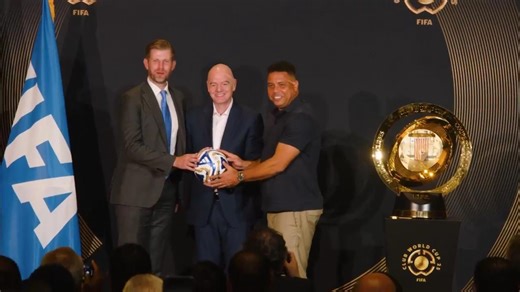 Infantino and Ronaldo present FIFA CWC Trophy at Trump Tower, NY