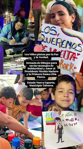 Niños de Nuestra patria pintan por la Paz y la Verdad para enviar mensajes De amor al presidente 🇻🇪