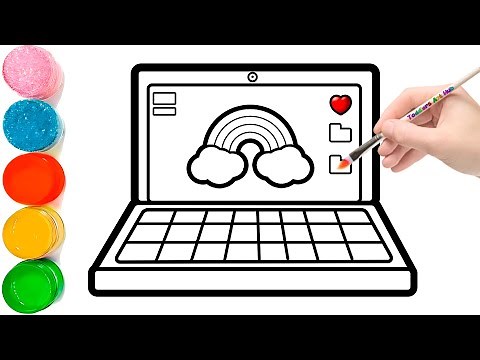How to Drawing and Coloring a Rainbow Laptop | How to draw a Laptop easy Drawing