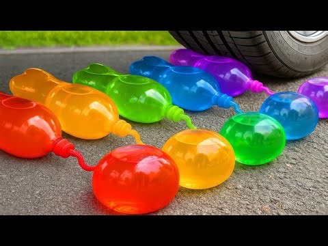 Crushing Experiments Video! &Car vs Crunchy Color Giant Rainbow Soda Bottles & Soft Things By Car