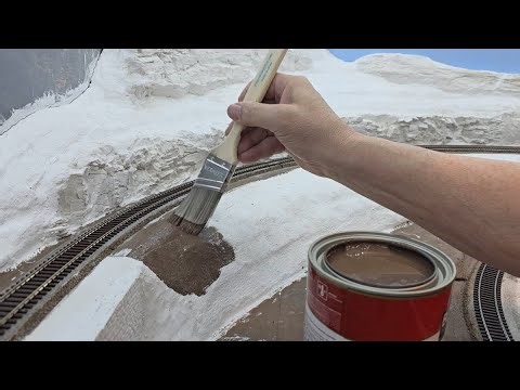 Layout Update. Filling Gaps with Plaster, Carving Foam, Adding Plaster Cloth, Painting Base Color