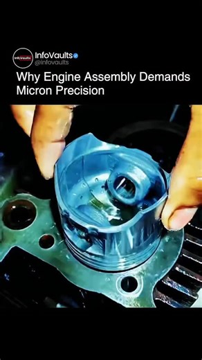 Info Vaults on Instagram: "Engine assembly demands micron-level precision — even something as small as a strand of hair can disrupt fitting tolerances. Proper piston installation is critical for airtight compression, smooth combustion, and long-term engine performance. This is precision engineering at work, where small details make massive differences. 👉 Follow @infovaultss for daily engineering & technology insights #PrecisionEngineering #MechanicalEngineering #EngineAssembly #EngineeringFacts