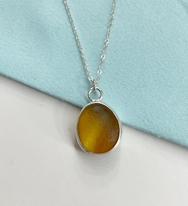 Yellow Colour Sea Glass Sterling Silver Pendant Necklace, Handmade Ocean Necklace - Etsy
