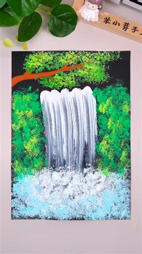 Let's draw a waterfall with your children! Super simple summer theme painting, come and try it with your children! 🌊🎨🌴 #WaterfallPainting #KidsArt #SummerCraft #EasyPainting #ArtWithKids #DIYPainting #BeginnerArt #NatureArt #FunWithPaint #creativekids | Art, Crafts and Journals