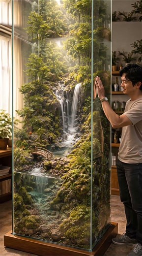 He Built a Giant Waterfall World Inside Glass 🌿