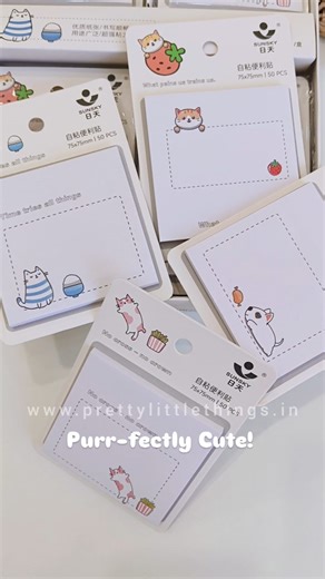 PRETTY LITTLE THINGS on Instagram: "Calling all cat lovers! 🐱 These super cute catty sticky notes are a must-have for your desk. Jot down reminders, doodle, or just admire their adorable kitty vibes! ✨ Grab yours now! #catlovers #kawaiistationery #stickynotes #cutestationery #catvibes #musthave #shopnow #stationerylove #deskessentials #prettylittlethings_india"