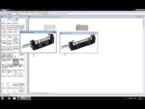 Tutorial Festo FluidSim basico cilindro de doble efecto y valvula 5/2 vías