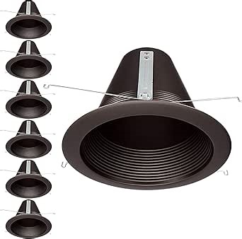 TORCHSTAR 6 Inch Recessed Can Light Trim, Air Tight Baffle Trim, IC-Rated Anti-Glare for 6 Inch Can, Self-Flanged Recessed Light Trim, Oil Rubbed Bronze, Pack of 6